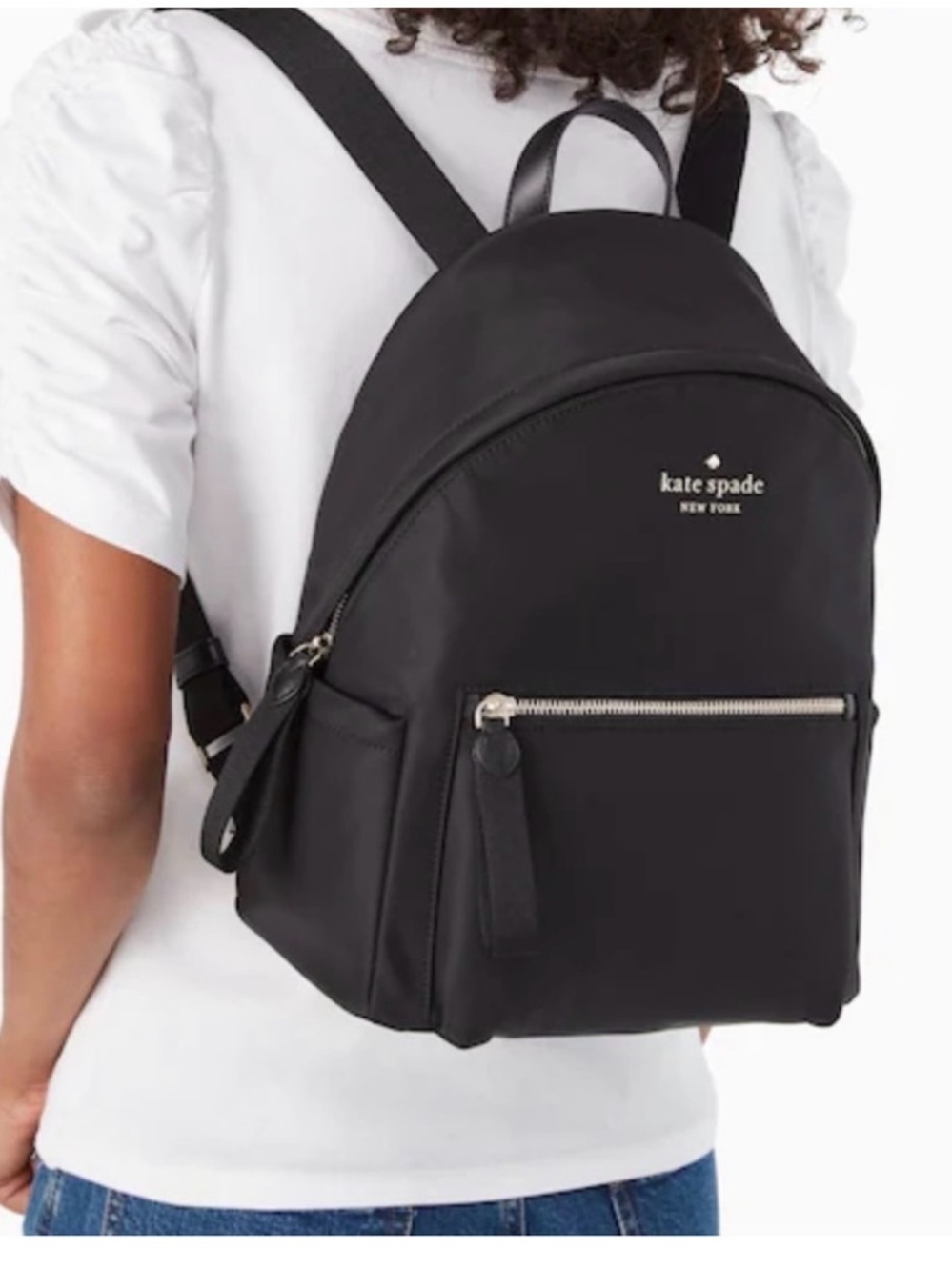 Kate Spade ♠️ Chelsea Black Nylon Backpack with Gold Hardware - Picture 2 of 5